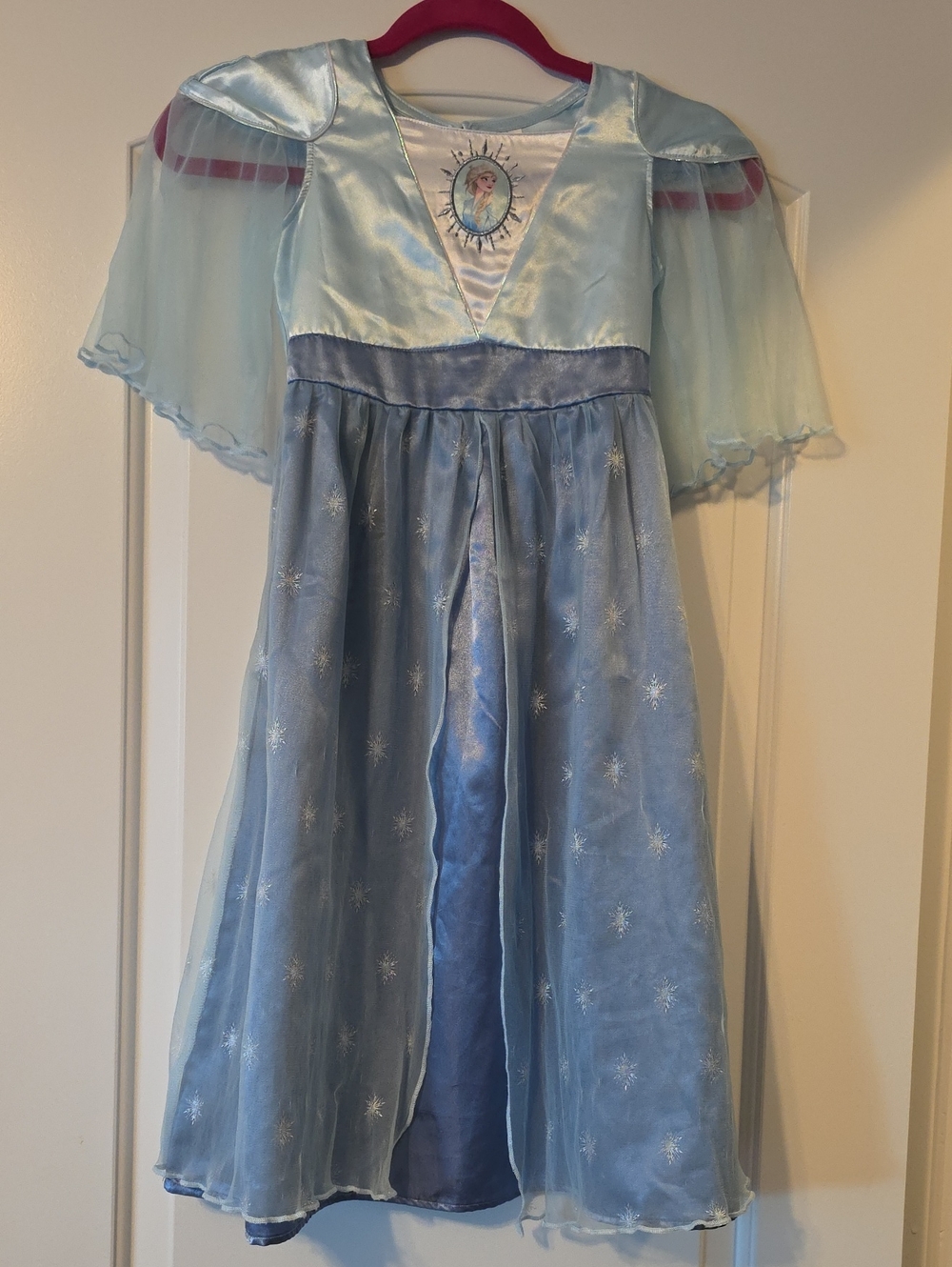 Elsa-Inspired Light Blue Girls' Snow Princess Pajamas Dress. Size 5/6